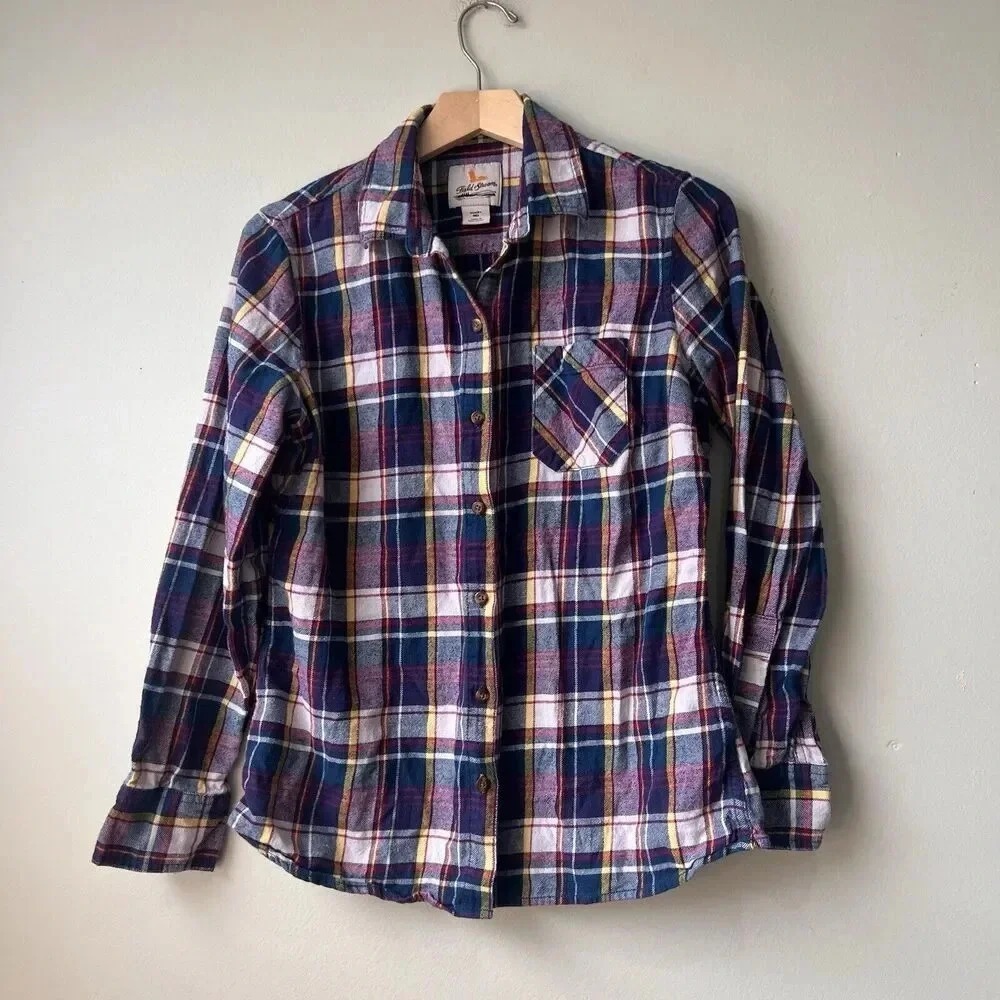 Field & Stream Woman Flannel 100% Cotton Bottom Up Shirt, Size M